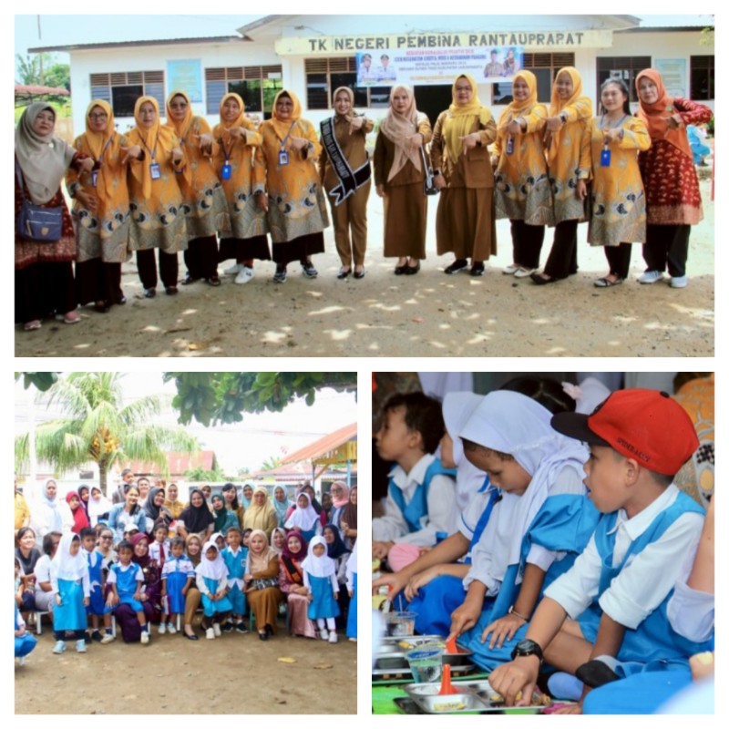 Bupati Juga  Bunda PAUD Labuhanbatu  dr Hj Maya Hasmita Sp.O.G.MKM, Turun Kesekolah TKN Pembina Rantauprapat  Untuk MemberiDampingan Sarapan Sehat